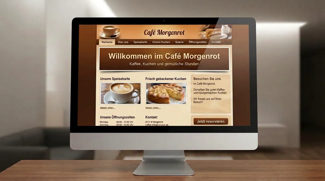 Veraltete Website mit unübersichtlichem Layout
